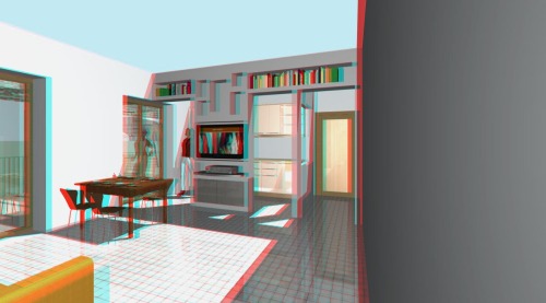 parete attrezzata multimendiale in visione real3d (stereografia)